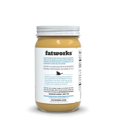 Fatworks USDA Cage Free Duck Fat 14.4 oz - Premium Gourmet Cooking Oil for WHOLE30, KETO, PALEO diets - No Preservatives, Kettle Rendered - Buy Online on GoSupps.com