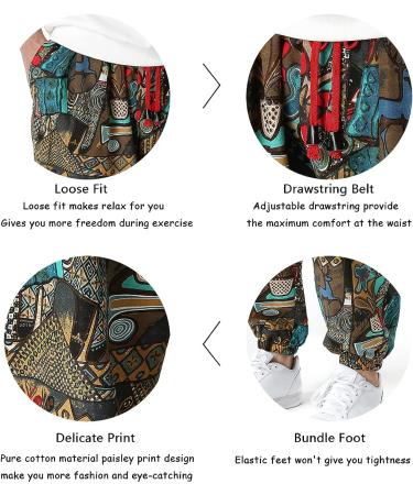 Men's Floral Paisley Print Harem Pants - Casual Cotton Streetwear for Hippie Yoga - Size Large - Buy Online on GoSupps.com