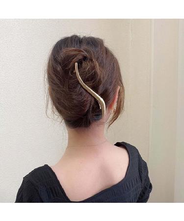 Iaceble Minimalist Metal Hair Clip Barrette - Large Alligator Pin for Women and Girls - Gold - Buy Online on GoSupps.com