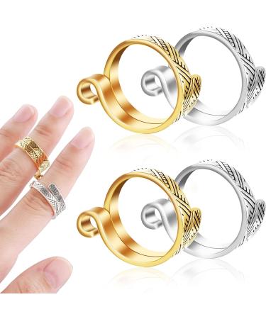 WLLHYF 4PCS Adjustable Crochet Loop Ring Set - Knitting Ring Yarn Guide - Craft Accessories for Mother Grandma Presents (Gold/Silver) - Buy Online on GoSupps.com