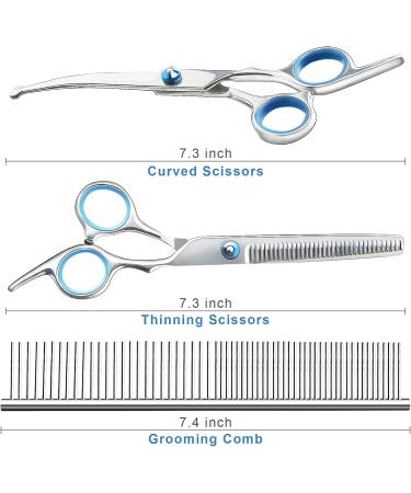 Soslina 7" Dog Grooming Scissors Kit with Safety Round Tips Heavy Duty Titanium Stainless Steel Professional Dogs Cats Pets Grooming Shears Set Thinning Shears Curved Scissors Comb - Buy Online on GoSupps.com