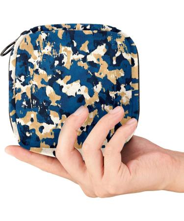 Blue Khaki Camo Sanitary Napkin Storage Bag | Portable Period Kit Pad Pouch for Women & Teens - Color 4 - Buy Online on GoSupps.com