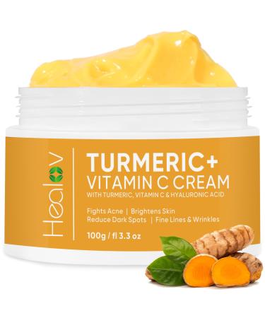Turmeric Cream for Skin Brightening - All Natural Face & Body Turmeric Skin Lotion - Turmeric Cleanses Skin Fights Acne Evens Tone Marks Sun Damage & Age Spots - Pure Turmeric Cream (Large)