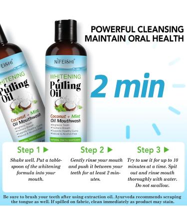Coconut Pulling Oil 8 Fl Oz | Mint Oil Pulling Mouthwash & Tongue Scraper | Natural Teeth Whitening Fresh Breath & Gum Health - Buy Online on GoSupps.com