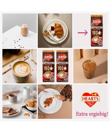 HEARTS Cappuccino with fine cocoa 1 kg trial pack extra economical for 160 cups milky and creamy beverage powder containing coffee - Buy Online on GoSupps.com
