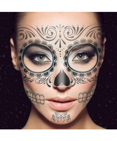 Frcolor 2pcs Temporary Skeleton Tattoos Day of The Dead Supplies Waterproof Face Tattos for Halloween - Buy Online on GoSupps.com
