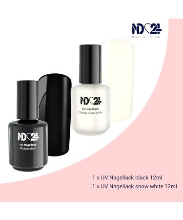 Black & White Collection Set - Polish Gel UV Soak Off Nail Polish | Made in Germany (2 x 15ml) - International Shipping Available - Buy Online on GoSupps.com