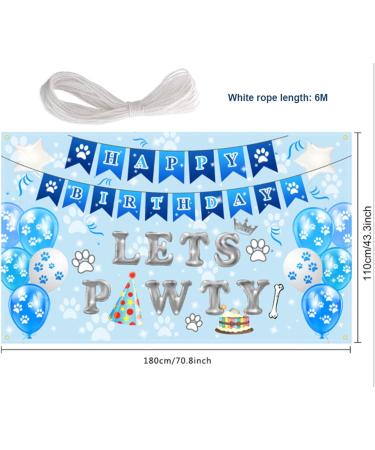 Dog Birthday Party Backdrop Cloth Lets Pawty Personalised Dog Birthday Decorations Large 71 x 43 Digital Printed Paw Print Balloon Dog Birthday Banner Cake Photography Background Wall Party Supplies - Buy Online on GoSupps.com