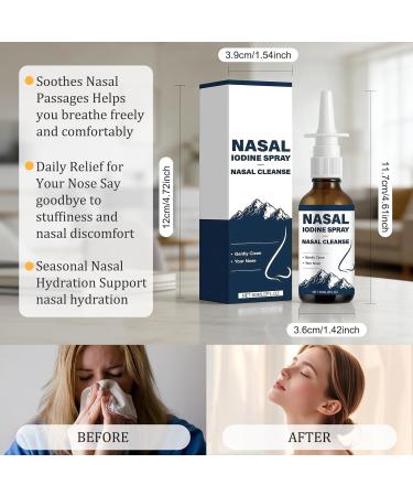 Tabriyot 2PCS Iodine Nasal Spray Daily Nasal Cleanse & Care Mist Fine Mist Non-Medicated Nasal Spray for Dry Air & Daily Nasal Cleanse - Buy Online on GoSupps.com