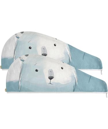 Polar Bear Hair Towel 2 Pack - Super Absorbent Quick Dry Hair Turbans for Women & Girls - Buy Online on GoSupps.com
