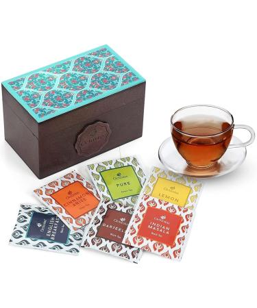 Octavius Assorted Tea Sampler Gift Set (6 Flavors 60 Tea Bags) | Black & Green Tea Sampler Pack | Tile Motif Design Wooden Tea Gift Set | Pack of 2 Black & Green Tea - 30TB Ornate (Pack of 2) - Buy Online on GoSupps.com