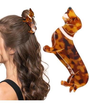 Dog Shaped Hair Clip - Small Hair Claws Dog Girl Hair Claw Funky Dachshund Personalised Hair Clip Acetate Dachshund Hair Claw Animal Hair Clips for Women Straight Curly Hair - Buy Online on GoSupps.com