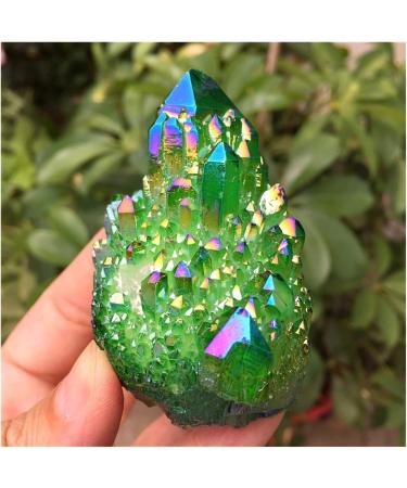 Natural Crystal Rough Green Aura Crystal Cluster Angel Aura Titanium Quartz Crystal Stunning Rainbow Specimen Minerals Reiki Decoration (Size : 180-200g) - Buy Online on GoSupps.com
