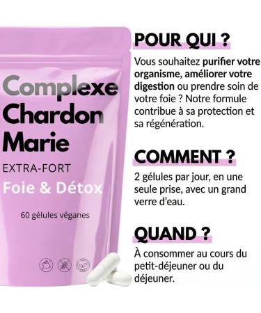 Complexe Chardon Marie 1000mg + Magn sium et Silicium Extra Fort - R g n rant Foie Protection D tox Digestion 60 G lules V ganes 80% de silymarine - Sans OGM Sans Gluten - Qualit Premium - Buy Online on GoSupps.com