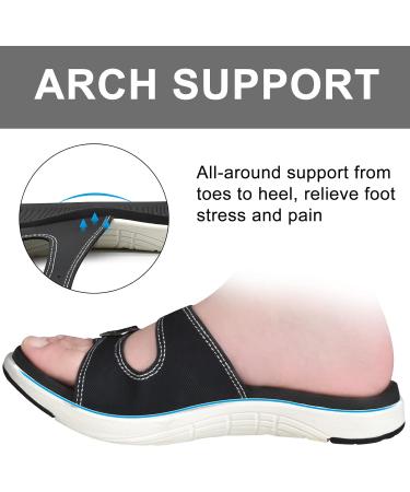 Coface Women's Arch Support Slide Sandals for Plantar Fasciitis Relief - Black, Size 10 - Buy Online on GoSupps.com
