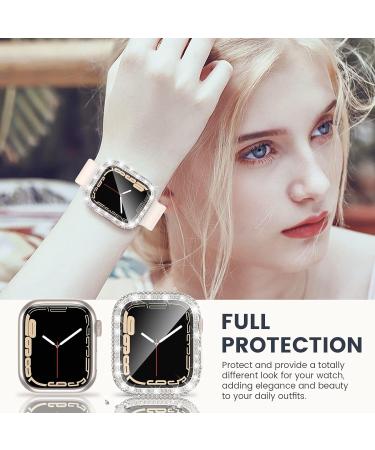  2 in 1 Tensea for Waterproof Apple Watch Screen Protector Case Series 8 7 41mm Accessories iWatch Hard PC Diamond Front & Back Bumper Case with Tempered Glass Film Bling Face Cover Women 41 mm for 41mm Only Starlight - Buy Online on GoSupps.com
