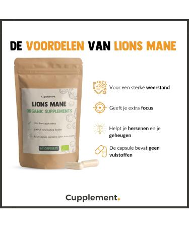 Cupulated L wen Mane Capsules - Bio Superfood Supplement (60 Pieces 500mg) - Hericium Erinaceus - Take 2 Daily - No Powder - Buy Online on GoSupps.com