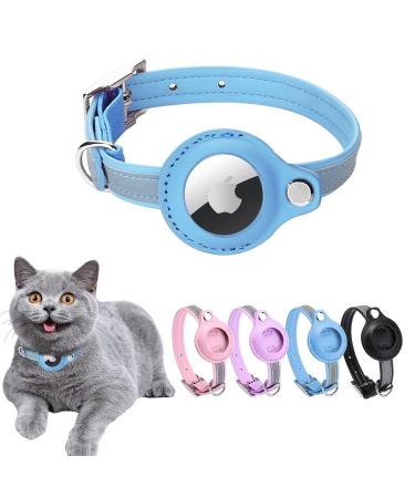 Airtag cat neck band leather Airtag collar cat reflectively adjustable GPS cat neck band Airtag case for tracking cat anti-losing air day cat for large/medium-sized/small cat (XS blue XS (19-26cm) blue) - Buy Online on GoSupps.com