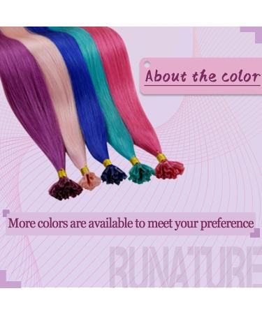 Runature U Tip Extensions - Real Hair Blue Green Keratin Bondings | 50cm 20 Inch 25g | Natural Hair #Teal - Buy Online on GoSupps.com