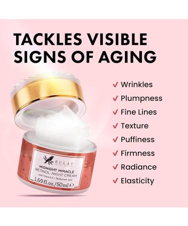 Eclat Skincare Anti Aging Face Cream + Retinol Night Cream Set Day & Night Face Moisturizer with Collagen Peptides Hyaluronic Acid Vitamins C+E Hydrating Creams Helps Improve Wrinkles 50ml each - Buy Online on GoSupps.com