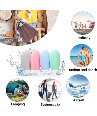 Bwren 3.4 oz Travel Bottles - TSA Approved Silicone BPA Free (Pack of 4) - Refillable Cosmetic Containers for Toiletries and Makeup - 100ml - Buy Online on GoSupps.com