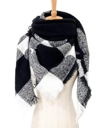 HANXIULIN Women's Winter Cotton Scarf | Classic Poncho Wrap Shawl | Soft Cashmere Triangular Scarf in White - Shop Internationally - Buy Online on GoSupps.com