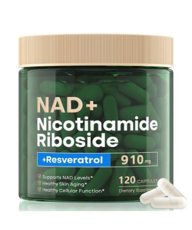NAD Supplement 120 Capsules Liposomal Nicotinamide Riboside Resveratrol Quercetin NAD Nicotinamide Riboside Resveratrol 910mg for Women & Men NAD Supplement for Anti Aging and Cell Regeneration