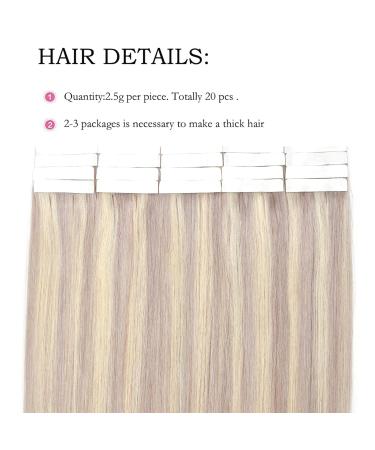 SEGO Tape in Hair Extensions - 20 Tressen 40g Remy Hair Platinum Blonde/Gray #60P - Includes 10 Free Tapes 12 (30cm) - Buy Online on GoSupps.com