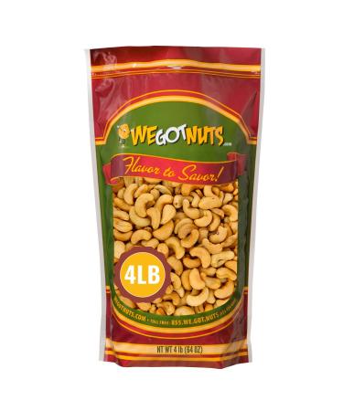 Roasted Salted Cashews  Premium Quality Kosher Roasted Cashews By We Got Nuts  Natural & Healthy Rich Flavor Snack  Gourmet Savory Flavor  Air-Tight Resealable Bag Package  4 lbs - Buy Online on GoSupps.com