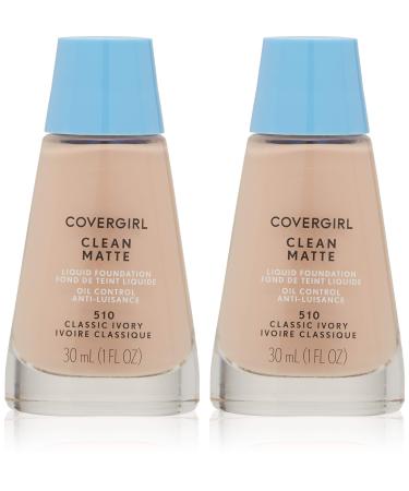 CoverGirl Clean Oil Control Liquid Makeup Classic Ivory (W) 510 1.0-Ounce Bottles (Pack of 2)