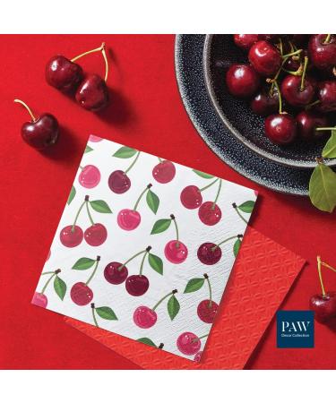 PAW 3-Layer Fruit & Cherry Pattern Napkins - 20 Colorful Paper Napkins for Birthdays Weddings & Parties (33x33 cm) - Buy Online on GoSupps.com