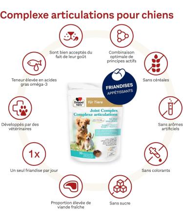 Doppelherz Joint Complex for Dogs Joint Support with Omega-3 Collagen Mussel Powder Boswellia Serrata & Vitamin E 30 Tasty Treats - Buy Online on GoSupps.com
