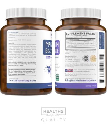 High Absorption Magnesium Bisglycinate Capsules - Clinically Validated Buffered and Chelated Magnesium Supplement - 1 Daily Vegan Capsule with Lab Verified Gentle 200mg Serving (2 Month Supply) 60 Count (Pack of 1) - Buy Online on GoSupps.com