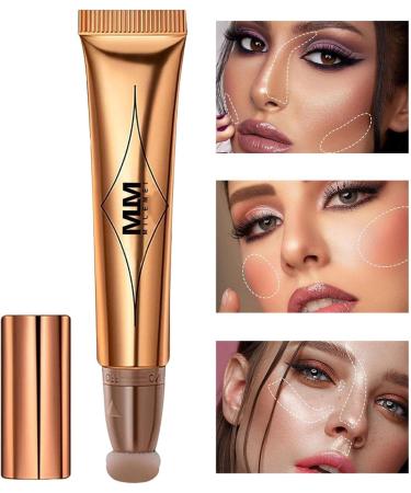 Highlighter Wand | Shimmer Bronzer Stick with Cushion Applicator - Blendable Waterproof Body Face Makeup Product for Women and Girls Sritob 01 Contour - Buy Online on GoSupps.com