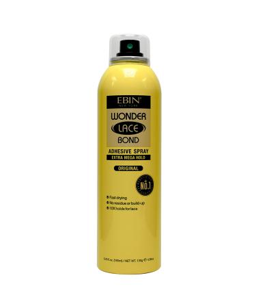 EBIN NEW YORK Wonder Lace Bond Adhesive Spray Original - Extra Mega Hold 6.08 fl oz./ 180mL | Daily Use Fast Drying No Residue No Build-up All-Day Hold Easy Daily Wig Installation Original 6.34 Fl Oz (Pack of 1)