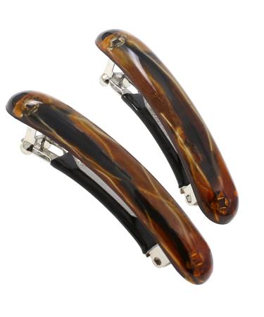 Camila Paris CP3327 French Hair Barrette Clip for Girls Gold Small Set of 2 Strong Hold Grip Hair Clips for Women No Slip Rubberized Automatic Clasp Styling Girls Hair Accessories Made in France 2 Inch (Pack of 2) Gol...