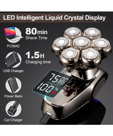 Premium 7D Bald Men's Shaver | Waterproof Electric Razor with Nose Trimmer - Men's Grooming Kit with LED Display & USB Charging - Buy Online on GoSupps.com