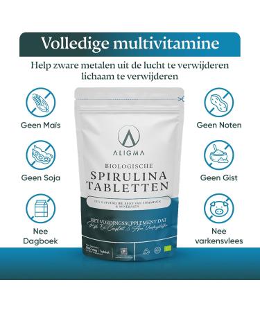  ALIGMA Aligma Organic Spirulina Tablets 500 500mg for Immune System Booster Super green packed with nutrients and vitamins - Buy Online on GoSupps.com