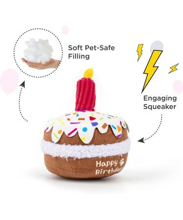 Verla Dog Birthday Cake Plush Squeaky Toy - Perfect Gift for Celebrating Your Pet's Bday - Ultra-Soft and Pet-Safe Fabric - Ideal for Puppy, Cat, and Dog Christmas presents - Brown - Buy Online on GoSupps.com