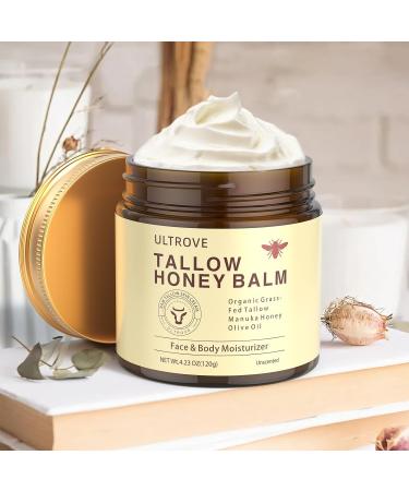 Ultrove Beef Tallow and Honey Balm for Skin Natural Face + Body Moisturizer with Organic Grass-Fed Beef Tallow & Raw Wild Honey for Dry & Sensitive Skin 4.23oz - Buy Online on GoSupps.com