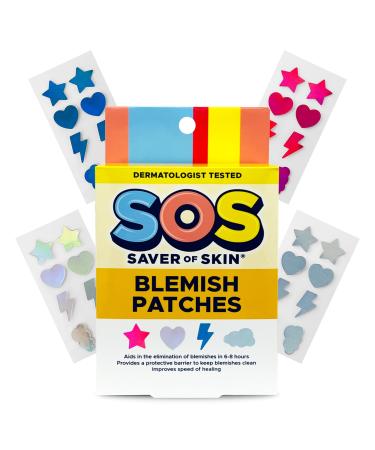 Fun Shape Blemish Patches - Fast Acting Hydrocolloid for Pimples Zits Acne and Face Blemishes - Latex-Free & Vegan with a Splash of Style (Variety)