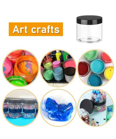 20 Pack 2 oz Clear Slime Containers with Black Lids - Refillable Storage Jars for Slime, Cosmetics, Paint, and Jewelry - Buy Online on GoSupps.com