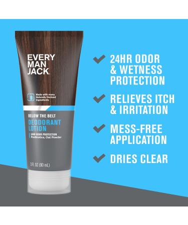 Every Man Jack Mens Ball Deodorant Lotion - Aluminum Free Odor & Wetness Protection - Made w/Naturally Derived Ingredients like Postbiotics & Arrowroot Powder - Unscented - 3 Fl Oz (1 Pack) - Buy Online on GoSupps.com