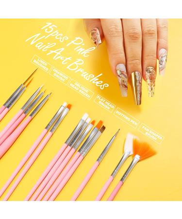 FANDAMEI Nail Art Kit with Brushes, Dotting Tools, Glitter, Sequins, Foil Flakes, Rhinestones & Dust Brush - A-Pink - Buy Online on GoSupps.com