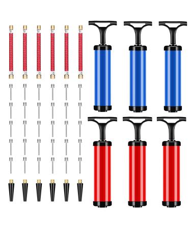 6 Set Ball Pump for Sports Balls, 30 Pcs Ball Needles for Air Pump+ Pump with 6 Nozzles+ 6 Pcs Extension Hose, Basketball Inflator, Soccer Pump, Volleyball Pump Kit, Birthday Balloon Hand Pump