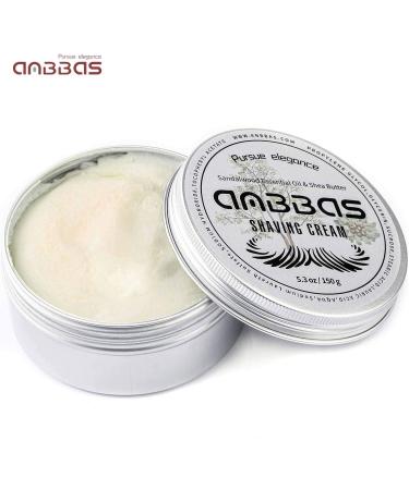 Anbbas 5.3oz Shaving Cream for Men and Women - Sensitive Skin Wet Shave Cream with Sandalwood & Shea Nut Essential Oils - Buy Online on GoSupps.com