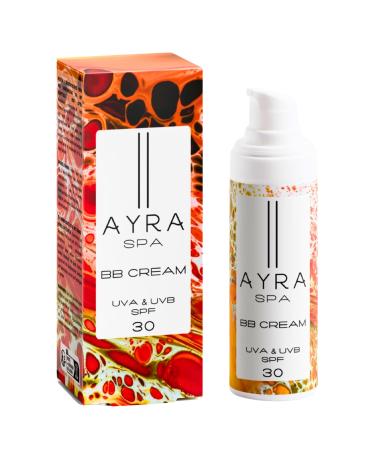 AYRA SPA - BB Cream SPF 30 | Moisturizing Tinted Sunscreen | Universal Tint | Long-Lasting Lightweight & Easily Spreadable | VEGAN Cruelty Free & 98% Natural | COSMOS Certified