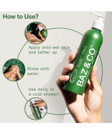 BAZ & CO Men's Moisturizing Body Wash - Restore & Awaken with Basil Grapefruit & Spearmint | 8.45 Fl Oz | International Shipping Available - Buy Online on GoSupps.com