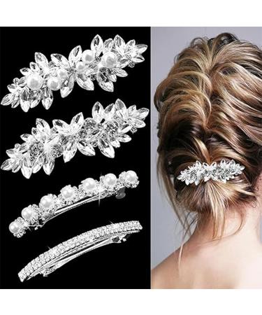 4 Pieces Wedding Hair Accessories for Women - Diamante Hair Clips Silver Hair Clips Wedding Guest Hair Accessories Pearl Hair Clip Hair Clips for Wedding Hairstyles Rhinestone Bridal Hair Clip - Buy Online on GoSupps.com
