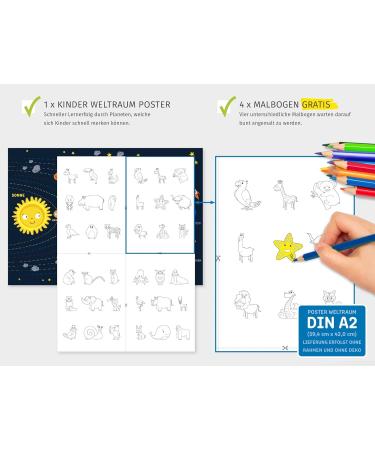 Kizii Planet Poster for Children - Colorful Solar System Decor - Educational Space Art for Kids - Perfect Gift for Young Astronomers - Unframed - Buy Online on GoSupps.com